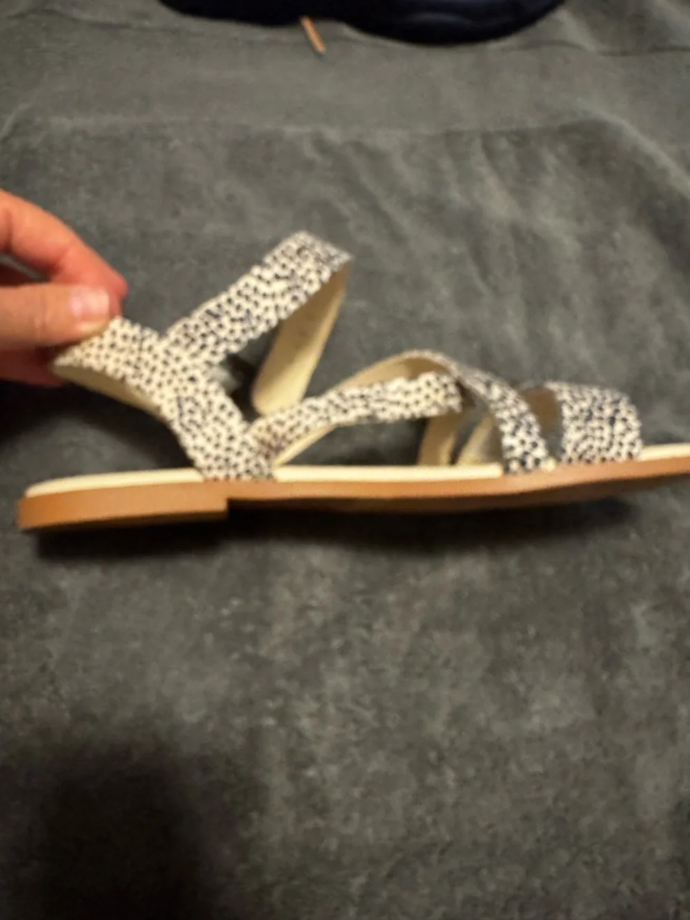 Toms Beige and Black Dotted Strappy Sandals - Picture 4 of 4